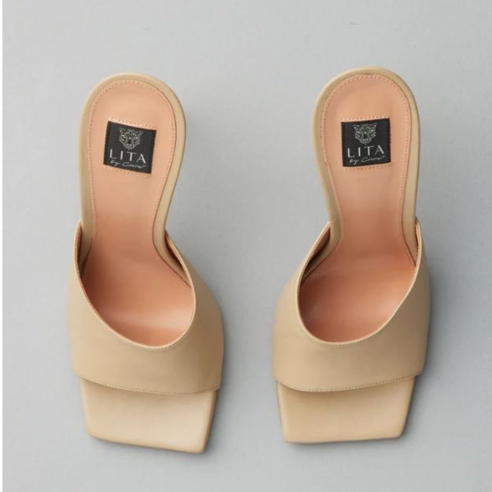 LITA BY CIARA SOLID SQUARE TOE SLIDE HEEL IN LEATHER‎ SIZE 42   11US  B 209 - Picture 3 of 14